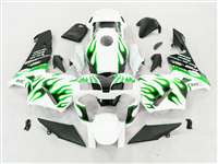 Motorcycle Fairings Kit - 2003-2004 Honda CBR 600RR Crazy Green Flame Fairings | NH60304-86