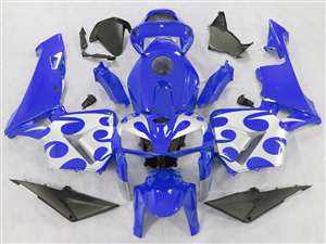 Motorcycle Fairings Kit - 2005-2006 Honda CBR 600RR Blue with Silver Tribal Fairings | NH60506-41