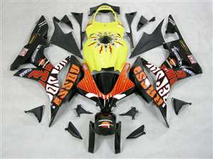 Motorcycle Fairings Kit - 2007-2008 Honda CBR 600RR Rossi Black Style Fairings | NH60708-19