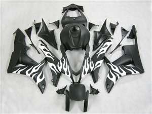 Motorcycle Fairings Kit - 2007-2008 Honda CBR 600RR White Flamed Fairings | NH60708-21