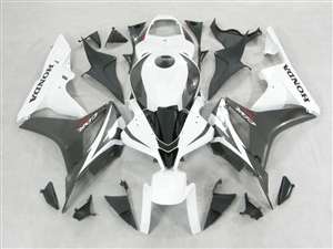 Motorcycle Fairings Kit - 2007-2008 Honda CBR 600RR Black/Silver White Fairings | NH60708-52