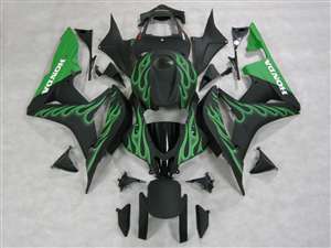 Motorcycle Fairings Kit - Matte Green Flame 2007-2008 Honda CBR 600RR Fairings | NH60708-54