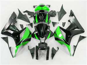 Motorcycle Fairings Kit - 2007-2008 Honda CBR 600RR Green/Silver Fairings | NH60708-77