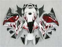 Motorcycle Fairings Kit - 2009-2012 Honda CBR 600RR White/Red Flame Fairings | NH60912-41