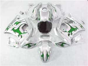 Motorcycle Fairings Kit - 1991-1994 Honda CBR 600 F2 Green Tribal/Silver Fairings | NH69194-7