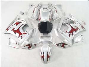 Motorcycle Fairings Kit - 1991-1994 Honda CBR 600 F2 Red Tribal/Silver Fairings | NH69194-8