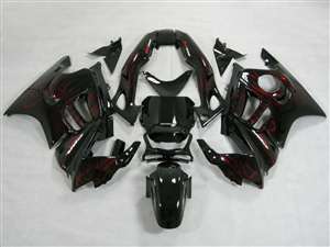 Motorcycle Fairings Kit - 1991-1994 Honda CBR 600 F2 Black/Red Fairings | NH69598-26