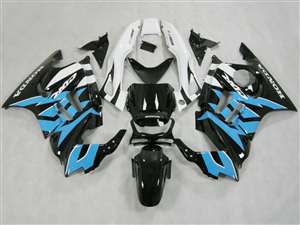 Motorcycle Fairings Kit - 1991-1994 Honda CBR 600 F2 Black/White/light Blue Fairings | NH69598-33