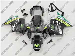 Motorcycle Fairings Kit - 2002-2013 Honda VFR 800 Black Movistar Fairings | NH80213-21