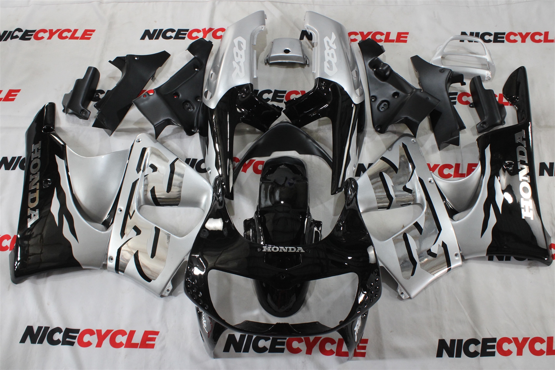 Motorcycle Fairings Kit - 1998-1999 Honda CBR 900RR Flamed Silver Fairings