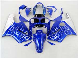 Motorcycle Fairings Kit - 2000-2001 Kawasaki ZX12R Metallic Blue Flame Fairings | NK10001-23