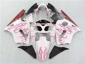 Motorcycle Fairings Kit - 2002-2005 Kawasaki ZX12R White/Red Flames Fairings | NK10205-26