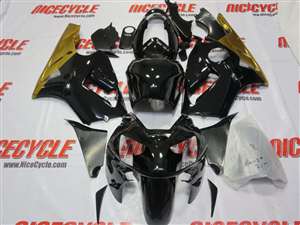 Motorcycle Fairings Kit - 2002-2005 Kawasaki ZX12R Black/Gold Fairings | NK10205-5