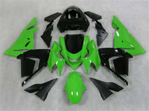 Motorcycle Fairings Kit - 2004-2005 Kawasaki ZX10R Black on Green Fairings | NK10405-19