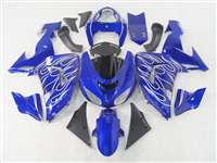 Motorcycle Fairings Kit - 2006-2007 Kawasaki ZX10R Candy Blue with Flame Fairings | NK10607-13