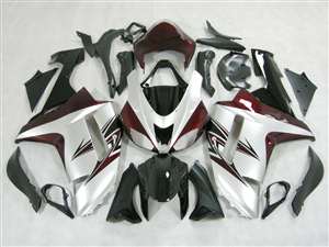 Motorcycle Fairings Kit - 2006-2007 Kawasaki ZX10R Racer Silver/Red Fairings | NK10607-24