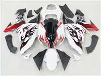 Motorcycle Fairings Kit - 2006-2007 Kawasaki ZX10R White/Metallic Red Flame Fairings | NK10607-41