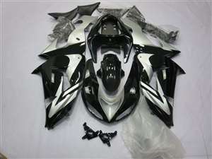 Motorcycle Fairings Kit - 2006-2007 Kawasaki ZX10R Black/Silver Style Fairings | NK10607-9