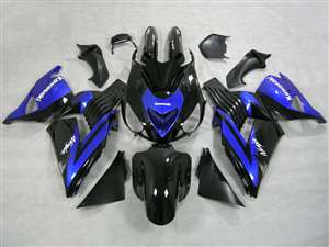 Motorcycle Fairings Kit - 2006-2011 Kawasaki ZX14R Black/Plasma Blue Fairings | NK10611-15