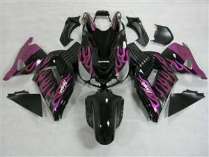 Motorcycle Fairings Kit - 2006-2011 Kawasaki ZX14R Pink Flame Fairings | NK10611-21