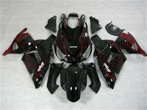 Motorcycle Fairings Kit - 2006-2011 Kawasaki ZX14R Red Flame Fairings | NK10611-26