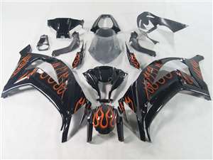 Motorcycle Fairings Kit - 2011-2015 Kawasaki ZX10R Orange Flame Fairings | NK11115-5