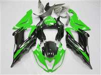 Motorcycle Fairings Kit - 2012-2022 Kawasaki ZX14R Black/Green Stripe Fairings | NK11217-10