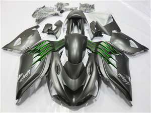 Motorcycle Fairings Kit - 2012-2022 Kawasaki ZX14R Satin Black/Green Fairings | NK11217-9