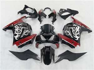 Motorcycle Fairings Kit - 2008-2012 Kawasaki Ninja 250R Tribal Graphic Red Fairings | NK20812-5