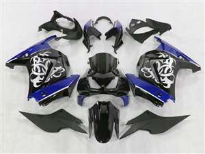 Motorcycle Fairings Kit - 2008-2012 Kawasaki Ninja 250R Tribal Graphic Blue Fairings | NK20812-6