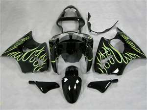 Motorcycle Fairings Kit - Kawasaki 2000-2002 ZX6R and 2005-2009 ZZR600 Yellow Tribal Fairings | NK60002-23