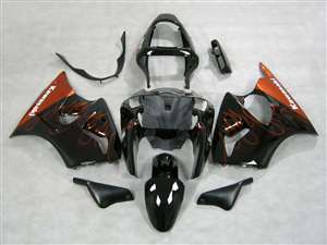 Motorcycle Fairings Kit - Kawasaki 2000-2002 ZX6R and 2005-2009 ZZR600 Orange Fire Fairings | NK60002-24