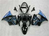 Motorcycle Fairings Kit - Kawasaki 2000-2002 ZX6R and 2005-2009 ZZR600 Sky Blue Flame Fairings | NK60002-32