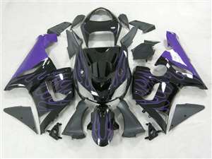 Motorcycle Fairings Kit - 2005-2006 Kawasaki ZX6R Purple Flame Fairings | NK60506-22