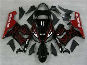 Motorcycle Fairings Kit - 2005-2006 Kawasaki ZX6R Red Flame Fairings | NK60506-31