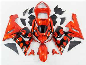 Motorcycle Fairings Kit - 2005-2006 Kawasaki ZX6R Red Tribal Fairings | NK60506-38