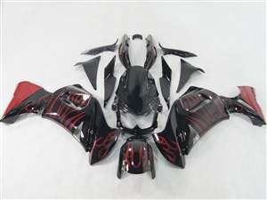 Motorcycle Fairings Kit - 2006-2008 Kawasaki Ninja 650R / ER6s Red Flame Fairings | NK60608-3