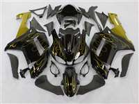 Motorcycle Fairings Kit - 2007-2008 Kawasaki ZX6R Gold Flame Fairings | NK60708-12