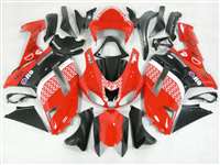 Motorcycle Fairings Kit - 2007-2008 Kawasaki ZX6R Red/Black Race Style Fairings | NK60708-16
