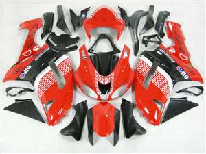 Motorcycle Fairings Kit - 2007-2008 Kawasaki ZX6R Red/Black Race Style Fairings | NK60708-16