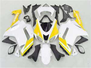 Motorcycle Fairings Kit - 2007-2008 Kawasaki ZX6R Neon Yellow/White Fairings | NK60708-27