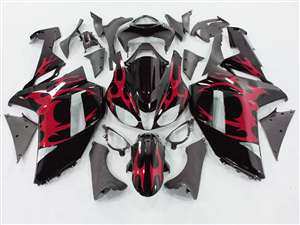 Motorcycle Fairings Kit - 2007-2008 Kawasaki ZX6R Metallic Red Tribal Fairings | NK60708-32