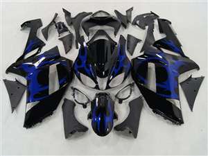 Motorcycle Fairings Kit - 2007-2008 Kawasaki ZX6R Metallic Blue Tribal Fairings | NK60708-33