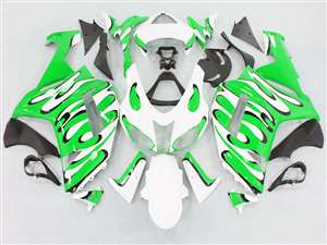 Motorcycle Fairings Kit - 2007-2008 Kawasaki ZX6R Green/White Splash Fairings | NK60708-34