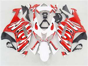 Motorcycle Fairings Kit - 2007-2008 Kawasaki ZX6R Red/White Splash Fairings | NK60708-35