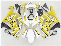 Motorcycle Fairings Kit - 2007-2008 Kawasaki ZX6R Yellow/White Splash Fairings | NK60708-37