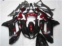 Motorcycle Fairings Kit - 2007-2008 Kawasaki ZX6R Black/Maroon Accents Fairings | NK60708-5