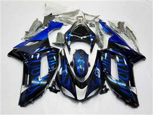 Motorcycle Fairings Kit - 2007-2008 Kawasaki ZX6R Ice Blue Flames Fairings | NK60708-6