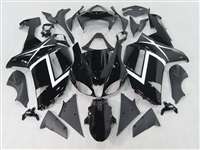 Motorcycle Fairings Kit - 2007-2008 Kawasaki ZX6R Gloss Black Design Fairings | NK60708-7