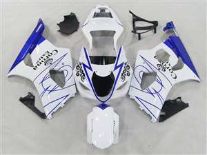 Motorcycle Fairings Kit - 2003-2004 Suzuki GSXR 1000 White/Blue Corona Fairings | NS10304-27